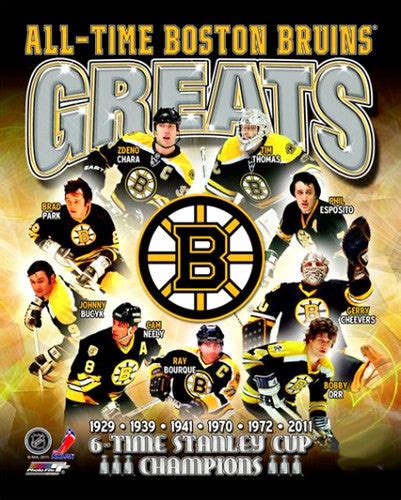 Boston Bruins "All-Time Greats" (9 Legends) Premium Poster Print ...