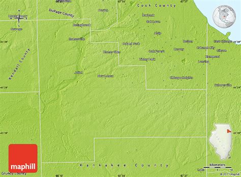 Physical Map of Will County