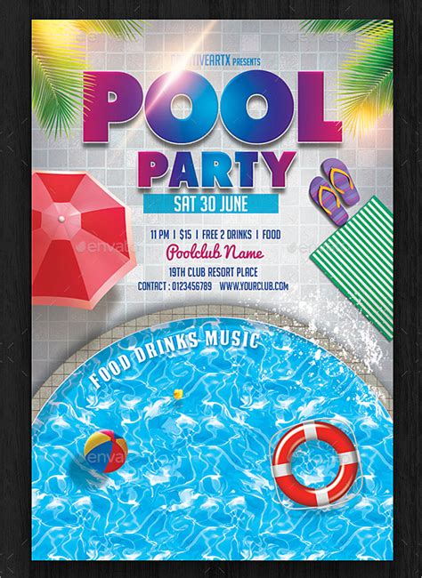 Printable Birthday Pool Party Invitations