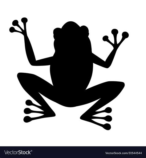 Black silhouette cute smiling frog sitting Vector Image