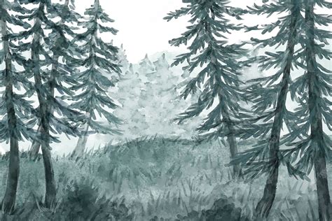 Free Vector | Watercolor forest landscape