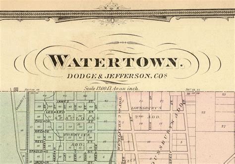 Old Map of Watertown Wisconsin 1878 Vintage Map Wall Map Print ...