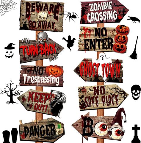 20 Pieces Halloween Yard Signs Decorations Beware Signs Outdoor hallow