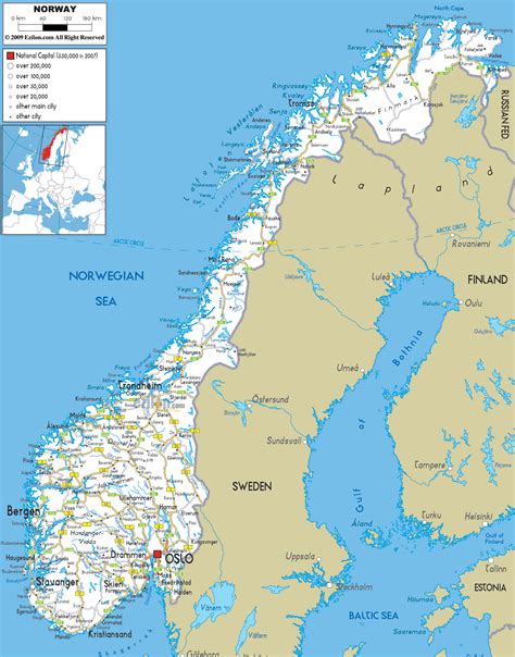 Road Map of Norway - Ezilon Maps