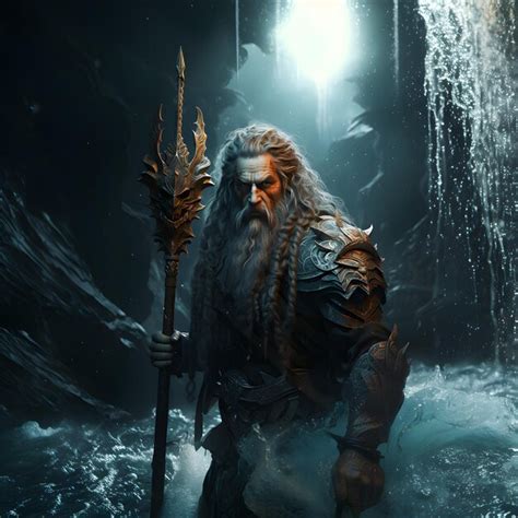 Premium AI Image | A man with a trident in the water