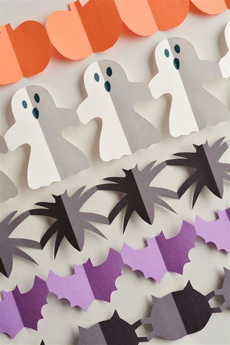 Halloween Paper Garland Cutouts - Bats, Spiders, Pumpkins, Ghosts and ...