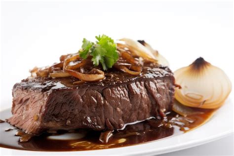 Premium AI Image | Bistek Tagalog beefsteak cooked in soy sauce and onions Generative AI Asian ...