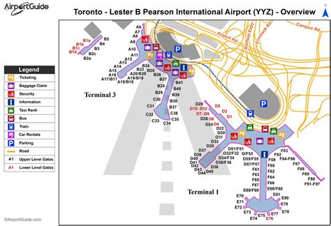 Pearson airport map - Toronto pearson map (Canada)