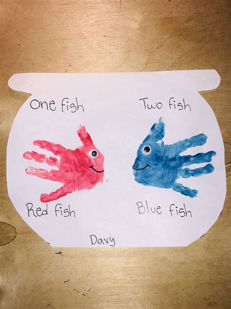 One fish two fish red fish blue fish handprint | Dr seuss preschool crafts, Dr seuss crafts, One ...