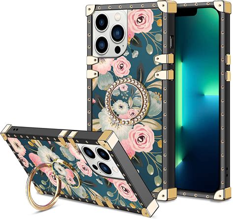 iPhone 13 Pro Max Womens Heavy Duty Flower Case with Kickstand