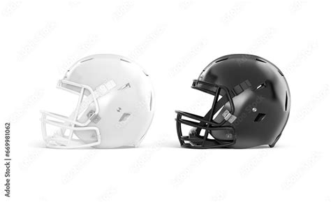 Blank black and white american football helmet mockup, profile view Stock Illustration | Adobe Stock