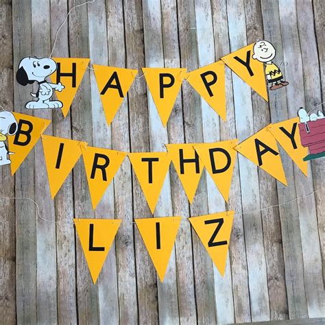 Snoopy theme birthday banner snoopy banner Charlie Brown | Etsy