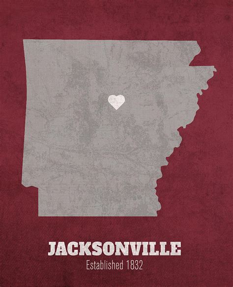 Jacksonville Arkansas City Map Founded 1832 University of Arkansas ...