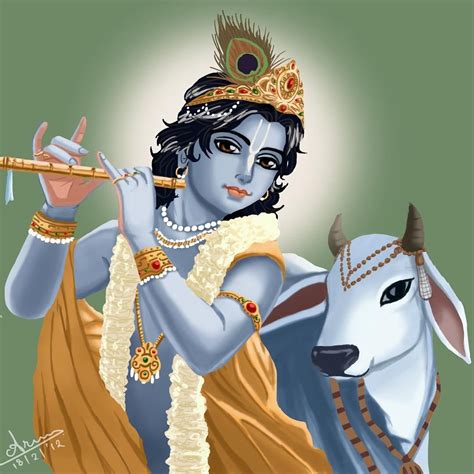 Krishna with his beloved cow by nairarun15 | Krishna radha painting, Radha krishna art, Lord ...