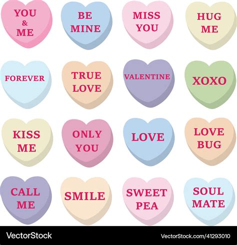 Conversation hearts Royalty Free Vector Image - VectorStock