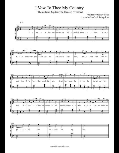 I Vow To Thee My Country sheet music download free in PDF or MIDI