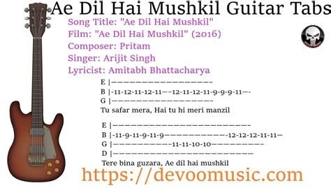 Ae Dil Hai Mushkil Guitar Tabs Easy Tabs 00 - GUITAR KNOWLEDGE