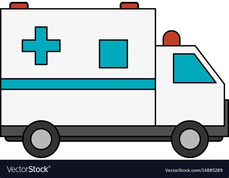 Color image cartoon ambulance truck with cross Vector Image