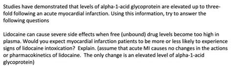 Solved Studies have demonstrated that levels of alpha-1-acid | Chegg.com