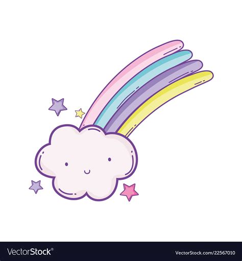 Cloud and rainbow cute cartoon Royalty Free Vector Image