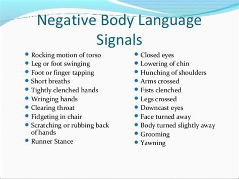 Body Language Chart