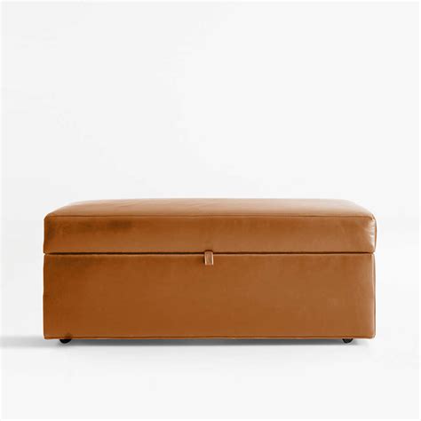 Axis Leather Storage Ottoman with Tray + Reviews | Crate & Barrel