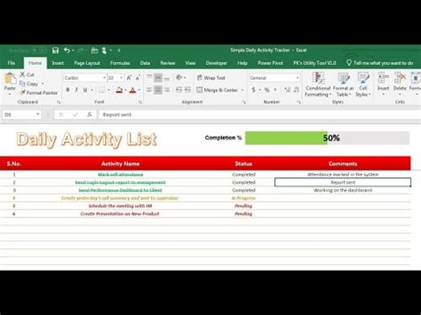 Daily Activity Tracker in Excel - YouTube