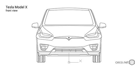 Tesla Model X front view dwg Autocad drawing Tesla Inc