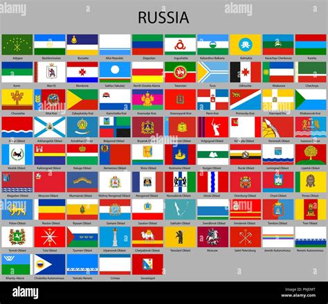 Todas las banderas de las regiones de Rusia. Vector illustraion Imagen Vector de stock - Alamy
