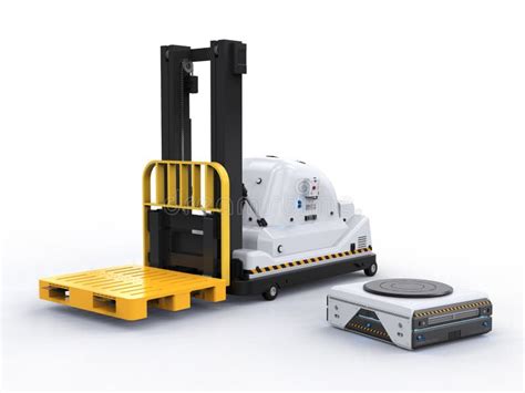 Automatic Forklift with Warehouse Robot Stock Illustration - Illustration of truck, machine ...