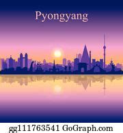 1 Pyongyang City Silhouette On Sunset Background Clip Art | Royalty ...