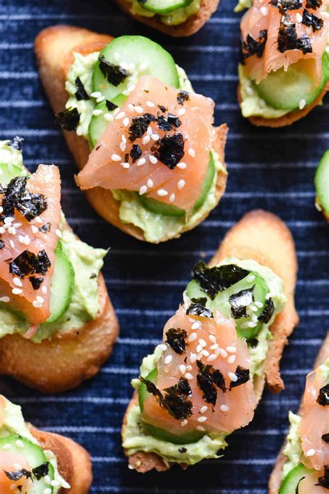 Smoked Salmon Crostini (Philadelphia Roll Style) - Foxes Love Lemons