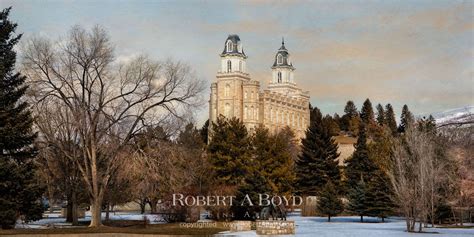 Manti Temple Snow Seasons. Robert A. Boyd Fine Art and LDS Temples