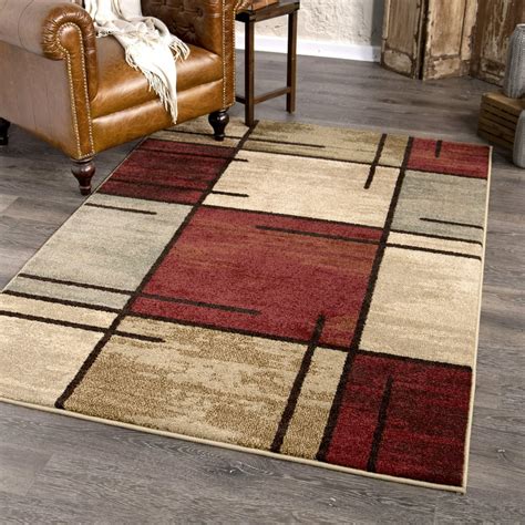 Better Homes & Gardens Spice Grid Indoor Living Room Area Rug, Rouge ...