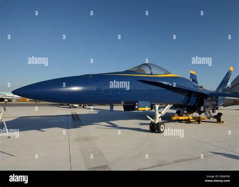 Modern navy fighter jet in blue color on the ground Stock Photo - Alamy