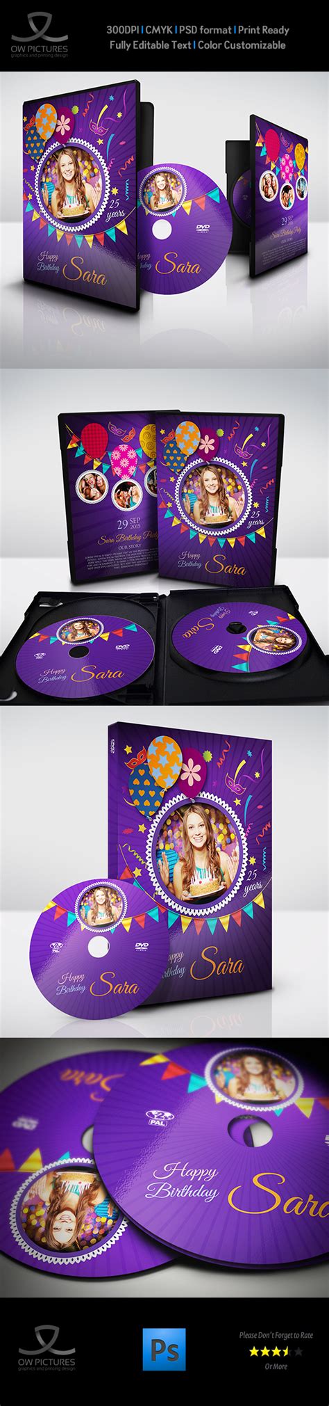 Birthday Party DVD Cover and DVD Label Template 3 on Behance