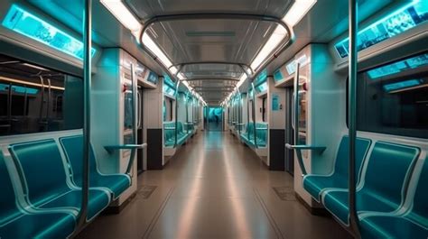 Premium AI Image | A train with a green interior and a blue interior ...