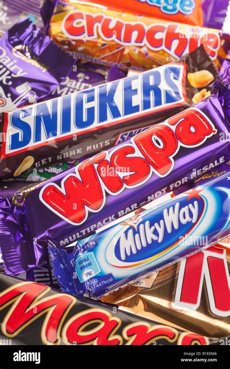 Selection of UK Chocolate Bars from Mars and Cadburys Stock Photo - Alamy