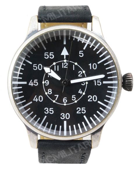 Mil-Tec Vintage Style WW2 Pilot Watch with Black Leather Strap - Buy ...