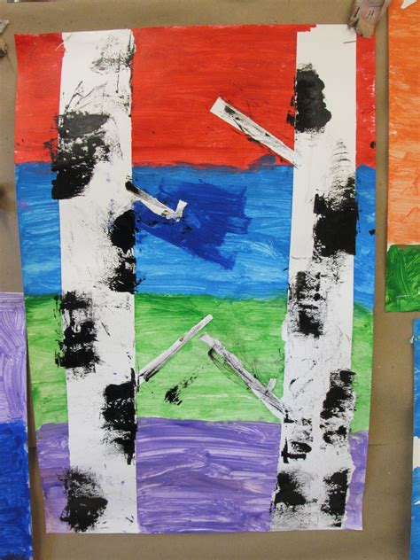 Free Images : tree, wall, color, birch, blue, material, painting, kids, mural, collage, modern ...