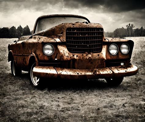 Old Vintage Rusted Car, Generative AI Illustration Digital Art by Miroslav Nemecek - Fine Art ...