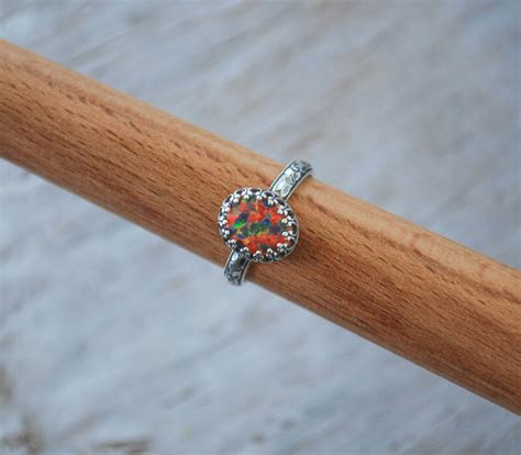 Mexican Fire Opal Ring Sterling Silver Sparkly Earthtone - Etsy