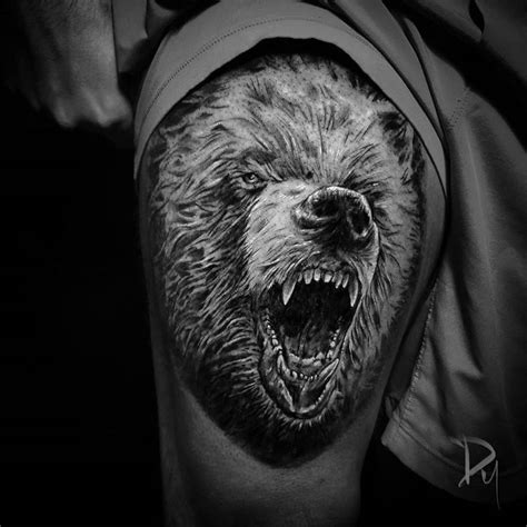 Angry bear tattoo by Montreal tattoo artist Dylan C | Bear tattoo designs, Realism tattoo, Tattoos