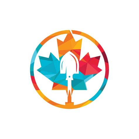 Canada labor vector logo design template. Shovel with maple leaf icon ...