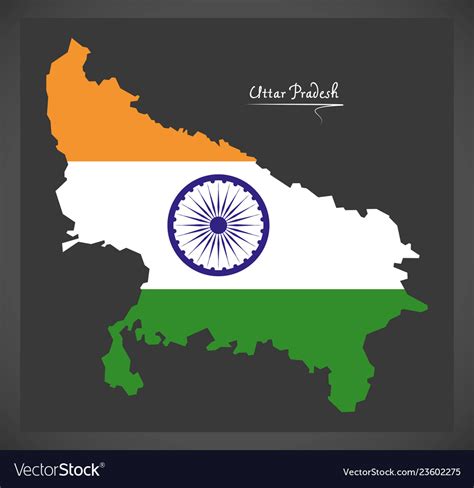 Uttar pradesh map with indian national flag Vector Image