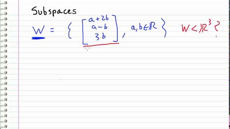 Linear Algebra - 13 - Checking a subspace EXAMPLE - YouTube