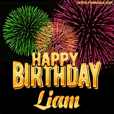 Wishing You A Happy Birthday, Liam! Best fireworks GIF animated greeting card. | Funimada.com