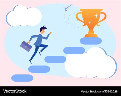 Graphic cartoon character achieving goals Vector Image