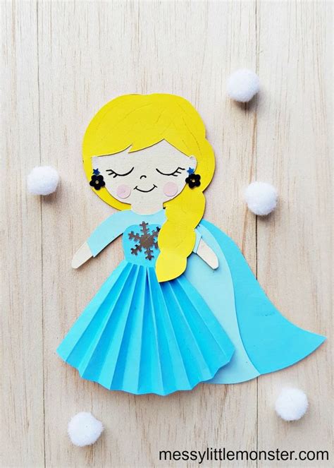 Elsa craft - papercraft doll with template | Doll crafts, Paper doll craft, Elsa crafts