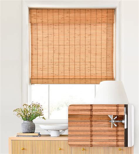 LazBlinds No Tools No Drill Cordless Bamboo Roman Shades, Light ...